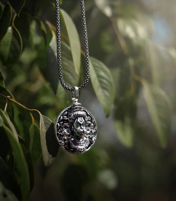 Bajrangbali Hanuman Ji Warrior Pendant with Oxidised Silver Chain